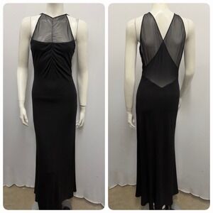 Vera Wang Long Dress Black Partly Sheer Size 8 Fits 6